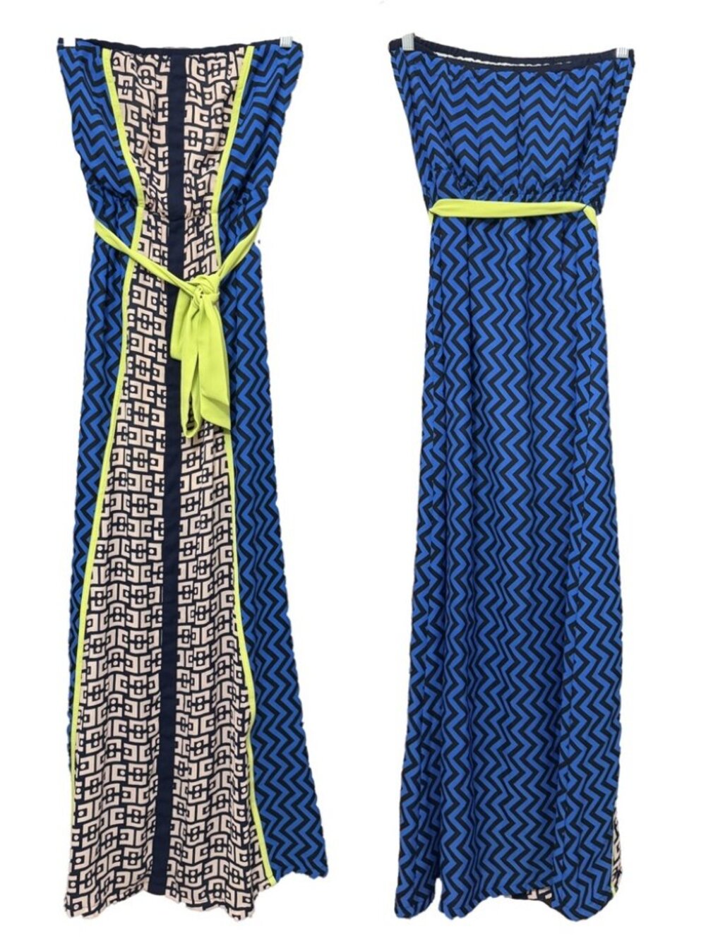 Strapless Maxi Dress Self Tie Belt Boho Resort Small